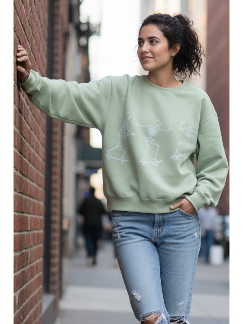 Skateboard Skeleton Graphic Oversized Sweatshirt Alternative Streetwear